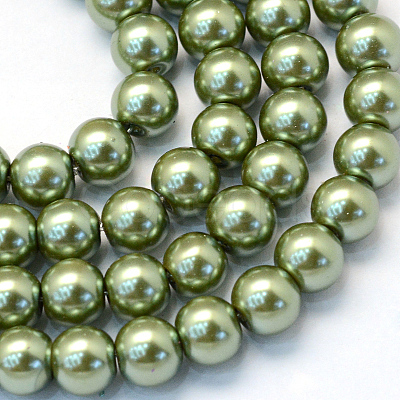 Baking Painted Pearlized Glass Pearl Round Bead Strands X-HY-Q003-4mm-49-1