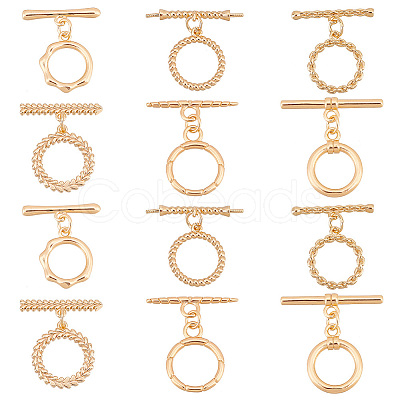 PandaHall Elite 12Pcs 6 Styles Brass Toggle Clasps KK-PH0006-45-1