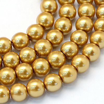 Baking Painted Pearlized Glass Pearl Round Bead Strands X-HY-Q003-12mm-08-1