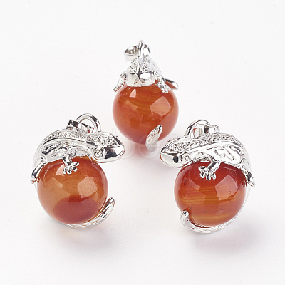 Natural Carnelian/Red Agate Pendants X-G-G713-I09-1