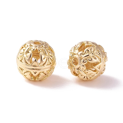 Brass Hollow Round Beads KK-P226-03CG-1