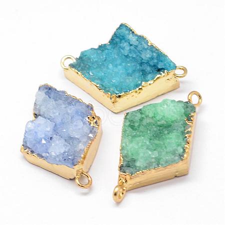 Electroplated Natural & Dyed Druzy Agate Links connectors G-N0168-017-1