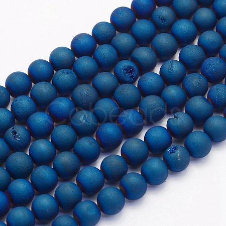 Electroplate Natural Druzy Agate Beads Strands G-G708-10mm-03-1