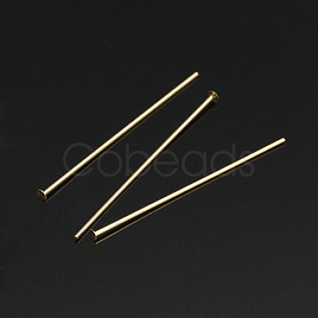 Yellow Gold Filled Flat Head Pins X-KK-G161-19x0.5mm-1-1