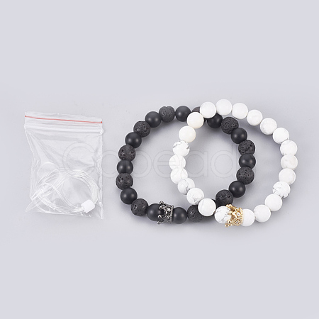 Natural Mixed Stone Stretch Bracelets Sets BJEW-JB03915-1
