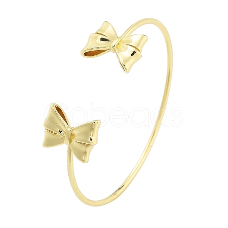 Brass Bowknot Cuff Bangles for Women BJEW-Z072-03G-01-1