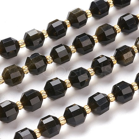 Natural Golden Sheen Obsidian Beads Strands G-K303-A30-8mm-1