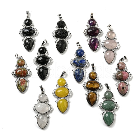 Natural & Synthetic Mixed Gemstone Pendants G-Q158-04-1