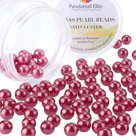   Pearlized Glass Pearl Round Beads HY-PH0001-10mm-038-1