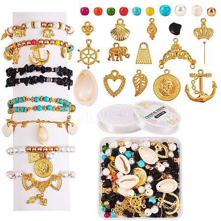 DIY Natural Cowrie Shell Beads Jewelry Set Making Kit DIY-SZ0007-35-1