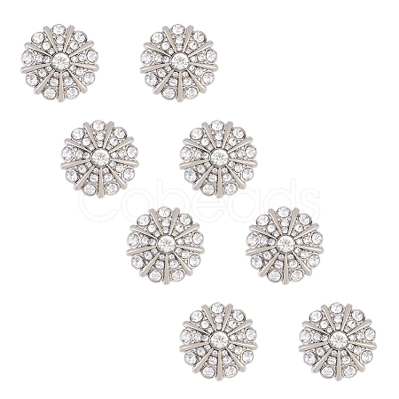 SUPERFINDINGS 8Pcs 1-Hole Alloy Rhinestone Shank Buttons FIND-FH0008-86P-1