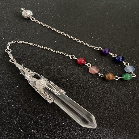 Natural Quartz Crystal & Mixed Gemstone Bullet Pointed Dowsing Pendulums CHAK-PW0001-051K-1