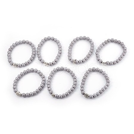 Electroplate Non-magnetic Synthetic Hematite Beads Stretch Bracelets BJEW-JB04002-1