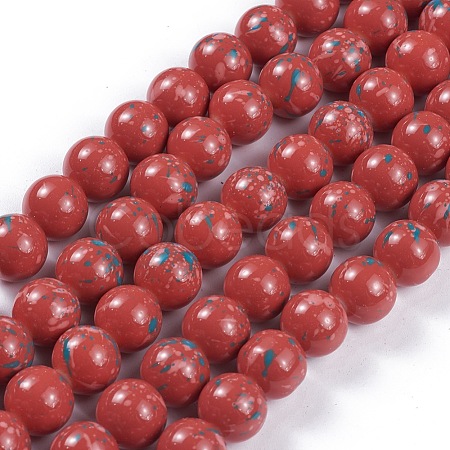 Opaque Baking Painted Glass Beads Strands GLAA-L024-D-34-1