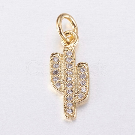 Brass Micro Pave Cubic Zirconia Charms X-ZIRC-E135-34G-1