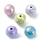 UV Plating Opeque Acrylic Beads, Crackle, Iridescent, Round, Mixed Color, 15.5x15mm, Hole: 2.5mm