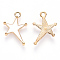 Alloy Enamel Pendants, Star, Light Gold, White, 21x15x2mm, Hole: 2mm