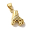 Rack Plating Brass Micro Pave Cubic Zirconia Charms, Cadmium Free & Lead Free, Long-Lasting Plated, Skate, Real 18K Gold Plated, 13.5x12.5x5mm, Hole: 5x3.5mm