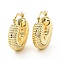 Brass Croissant Chunky Hoop Earrings for Women, Cadmium Free & Lead Free, Real 18K Gold Plated, 25x8.3mm, Pin: 0.7x1.1mm