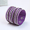 9-row Suede Cord & Rhinestone & Alloy Rivet Wrap Bracelets, Snap Bracelets for Women Girl, Dark Orchid, 7-7/8 inch(20cm)