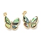 Brass Micro Pave Clear Cubic Zirconia Pendants, with Paua Shell, Butterfly Charms, Real 18K Gold Plated, 27.5x26x5.5mm, Hole: 4x3mm