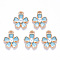 Alloy Enamel Charms, with ABS Plastic Imitation Pearl, Sakura Flower, Light Gold, Sky Blue, 14.5x11.5x4.5mm, Hole: 1.2mm