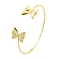 Brass Bowknot Cuff Bangles for Women, Real 18K Gold Plated, Inner Diameter: 2-1/2 inch(6.4cm)