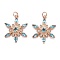 Brass Cubic Zirconia Pendants, Long-Lasting Plated, Snowflake, Real Rose Gold Plated, 24.5x19x4mm, Hole: 3.6mm