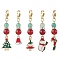 Christmas Tree/Bell/Snowman/Candy Cane Alloy Enamel Pendant Decorations, Natural Carnelian & Green Aventurine Charms for Bag Key Chain Ornaments, Golden, 45~54x9.5~13.5mm, 5pcs/set