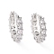 Cubic Zirconia Hoop Earrings, Golden Brass Jewelry for Women, Platinum, 20x3.5x22mm, Pin: 0.9~1.4x16mm