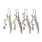 4Pcs 4 Colors Alloy Feather Bookmarks, Flower & Leaf Glass Charms Bookmarks, Mixed Color, 115x13.5mm, 1pc/color