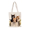 Cat Polyester Canvas Women's Tote Bags, with Handle, Shoulder Bags for Shopping, Rectangle, White, 40x30cm