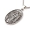 Alloy Oval with Virgin Pendant Necklace with 201 Stainless Steel Chains for Men Women, Antique Silver & Stainless Steel Color, 23.62 inch(60cm)