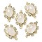 Natural Quartz Crystal Faceted Oval Connector Charms, Rack Plating Brass Micro Pave Clear Cubic Zirconia Rock Crystal Flower Links, Golden, 25.5x16x7mm, Hole: 1.2mm