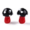 Handmade Lampwork Beads Strands, Mushroom, Black, 15~16.5x11.5~13mm, Hole: 2mm, about 20pcs/strand, 12.60~12.99 inch (32~33cm)