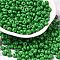 Baking Paint Glass Seed Beads, Donut, Green, 4x2.5mm, Hole: 1mm, about 6205pcs/pound