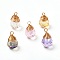 Transparent Glass Charms, with Eco-Friendly Copper Wire, Faceted, Teardrop, Mixed Color, 13x8mm, Hole: 1.2~1.8mm