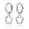 S925 Silver Micro Pave Cubic Zirconia Hollow Flower Hoop Earrings