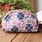 DIY Flower Pattern Moon-shaped Cosmetic Bag Embroidery Kit, including Embroidery Needles & Thread, Cotton Linen Fabric, Violet, 17x12x8cm