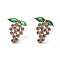 Rack Plating Real 18K Gold Plated Brass Grape Stud Earrings, with Cubic Zirconia, Long-Lasting Plated, Lead Free & Cadmium Free, Colorful, 17x15mm