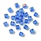 100Pcs Transparent Electroplate Glass Beads, AB Color Plated, Faceted, Cube, Royal Blue, 7x7x7mm, Hole: 1.6mm