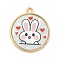 Alloy Pendants, with Acrylic, Cadmium Free & Nickel Free & Lead Free, Flat Round, Rabbit, 23x20x2mm, Hole: 1.8mm