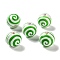 Printed Wood European Beads, Round with Stripe Pattern, Lime Green, 20x18mm, Hole: 4mm