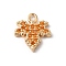 Brass Micro Pave Cubic Zirconia Charms, Leaf Shape, Orange, 11.5x10.5x2mm, Hole: 1.5mm