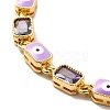 Enamel Evil Eye & Cubic Zirconia Rectangle Link Chain Bracelet BJEW-C029-02G-3