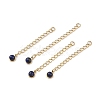 Ion Plating(IP) 316 Surgical Stainless Steel Curb Chain Extender with Natural Lapis Lazuli Round Charm STAS-A097-01G-07-1