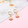 Brass Huggie Hoop Earrings for Christmas EJEW-JE04509-01-4