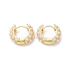 Plastic Imitation Pearl Beaded Hoop Earrings with Crystal Rinestone EJEW-F306-03G-1