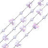 Glass Butterfly & ABS Plastic Pearl Beaded Chains CHS-N003-02-05-3