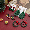ANATTASOUL 4 Pairs 4 Style Christmas Theme Bell & Bowknot Alloy Dangle Earrings EJEW-AN0001-98-7